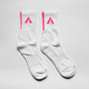 WHITE FLURO PINK SOCK