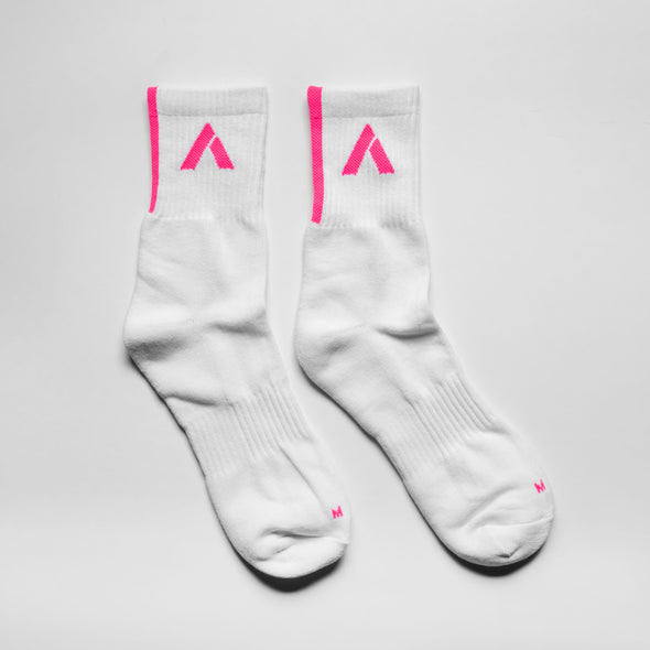 WHITE FLURO PINK SOCK